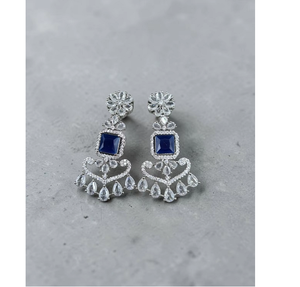 Pendientes Colgantes Geométricos de Piedra Verde Mar Plateados en Plata, Pendientes de Cristal de Lujo con Forma de Flor, Joyería para Bodas y Fiestas, Regalo - Product Image 2