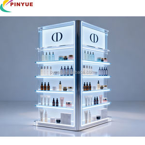 Vitrine d'exposition en verre verrouillable sur mesure avec étagères, bandes LED lumineuses, armoire d'exposition en acrylique autoportante et mobile avec roulettes - Product Image 5