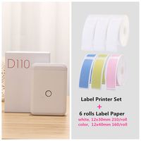 Nimbot D110 Printer Label Termal Nirkabel-USB Portabel + Kertas Termal Baterai 1200MAh 203DPI Stiker Perekat Diri
