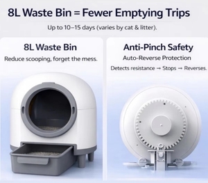 Bac à litière intelligent électrique pour chat de 80 L, sans poussière, en ABS + PP, nettoyage automatique avec contrôle des odeurs et surveillance par application Wi-Fi - Product Image 6