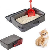 Elecpet Kotak Kotoran Kucing Lipat Portabel Tahan Air Bahan Kain Oxford Dengan Ritsleting Tertutup Aksesori Hewan Peliharaan Toilet Kucing Luar Ruangan