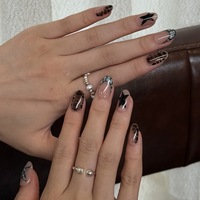 Produit incontournable pour les professionnels : Faux ongles ABS de qualité supérieure, forme ballerine/cercueil, noir gothique, vente directe fabricant