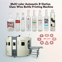 Máquina de Impresión de Botellas de Vino de Vidrio de 8 Estaciones Totalmente Automática APM Multicolor con Sistema de Curado UV y Registro CCD de Alta Velocidad