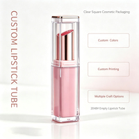 Tube à lèvres carré Jaunce en plastique ABS à clipser, avec capuchon sérigraphié, emballage cosmétique