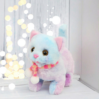 Peluche interactive électrique Easfan Chat qui marche, qui miaule, qui fait bouger la queue et qui secoue la tête, rembourrée en coton PP, pour les enfants de 2 à 4 ans, 7,5 pouces