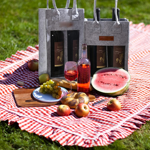 Premium Family Holiday Wedding Party Picnic Wine Lover Gift Cuatro botellas Grey Tote Bolsa <span class=keywords><strong>de</strong></span> vino <span class=keywords><strong>de</strong></span> <span class=keywords><strong>fieltro</strong></span> <span class=keywords><strong>con</strong></span> ventana - Product Image 6