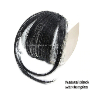 Perruque de cheveux humains noirs et bruns pour femmes Perruque de cheveux naturels à franges Extension de cheveux à clipser - Product Image 3