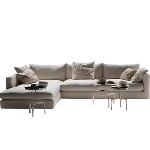 Luxury Home Furniture L Shape Sofa Set Design For Living Room Furniture Customized Color PU Leather Fabric Sofas