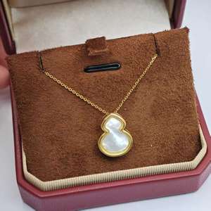 Collier pendentif en argent sterling 925 plaqué or UM Jewelry, vente en gros, forme de gourde, nacre, unisexe/hommes/femmes, mariage - Product Image 3