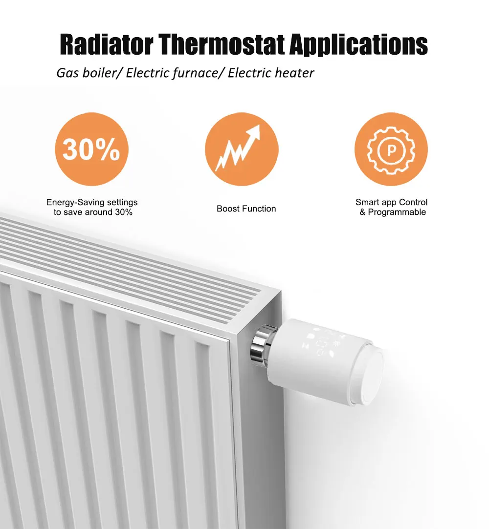 Tuya Zigbee Smart Radiator Termostat Thermost Valve Vertical