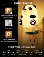 Veilleuse LED RGB LOHAS, design panda, 10 couleurs changeantes, 2 niveaux de gradation, capteur crépusculaire, à brancher pour chambre à coucher
