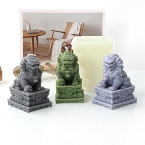 <span class=keywords><strong>Moule</strong></span> en silicone 3D Lion Auspicieux Écologique pour la création de statues Kirin, de bougies en résine et de figurines d'animaux en plâtre, fait main, pour décoration de bureau - Product Image 2