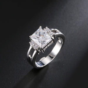 RAKOL RP137 Fashionable Rectangular Crystal <b>Cubic</b> <b>Zirconia</b> Elegant Women's Accessories Jewelry <b>Ring</b> - Product Image 3