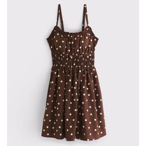 Vestido de lunares blanco y negro para mujer, vestido mini sin mangas con cuello en V, informal, vintage, con encaje bordado, con lazo en la espalda, estilo retro - Product Image 6