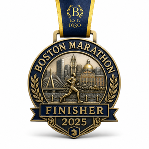 Médaille de finisseur personnalisée <span class=keywords><strong>en</strong></span> alliage de zinc doré 3D, Marathon de Los Angeles, avec silhouette de la ville, palmiers et ruban coucher de soleil, pour récompense de course à pied - Product Image 2