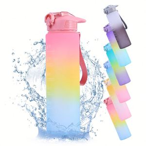 Botella de Agua Motivacional de 32 oz con Pajita y Marcador de Tiempo, Libre de BPA y a Prueba de Fugas, Jarra de Agua Deportiva Reutilizable Portátil de Tritán - Product Image 1