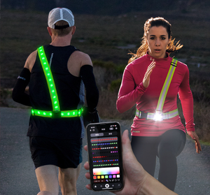 الهاتف APP التحكم Led وامض صدرة للجري <span class=keywords><strong>3m</strong></span> عاكس الطريق سلامة مرحبا فيس قابل للتعديل قابلة للشحن عالية الرؤية حزام أمان - Product Image 2
