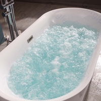 Baignoires de massage autoportantes en acrylique de forme ovale Gurgle, baignoire intérieure, commande tactile, jets d'air