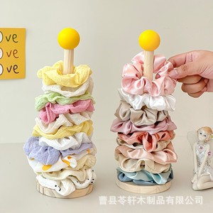 Support de rangement en bois pour chouchous, élastiques, bandeaux et pinces à cheveux, présentoir d'accessoires capillaires de haute qualité - Product Image 4
