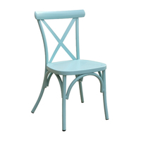 Chaise de salle à manger empilable vintage en aluminium à dossier croisé, mobilier d'hôtel, chaises de restaurant, chaises élégantes en gros