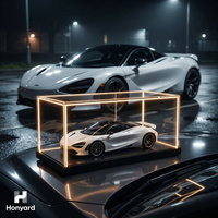Caja de Exhibición Acrílica con Luz LED Extraíble para Modelos de Autos a Escala 1:18 1:24, Transparente, a Prueba de Polvo, Base Negra Personalizada, Venta al Por Mayor