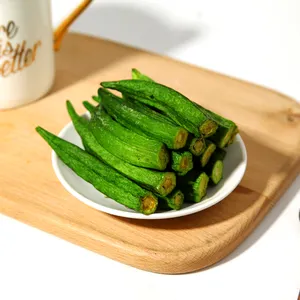 Aperitivos de okra secos de buena calidad al por mayor, chips de okra fritos al vacío crujientes