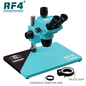 RF4 RF-6565PRO Stéréoscope trinoculaire HD 50x avec oculaire à verrouillage 9 vitesses réglable et éclairage LED 4K pour outils de réparation de téléphones 0.5X - Product Image 2