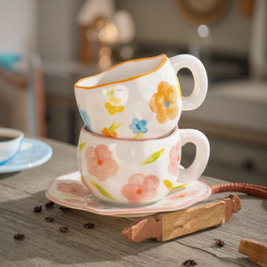 Taza de Café de Cerámica Hecha a Mano, Diseño Irregular, Juego de Tazas para Desayuno, para Leche, Café o Té, Precio de Fábrica, Venta al Por Mayor - Product Image 1