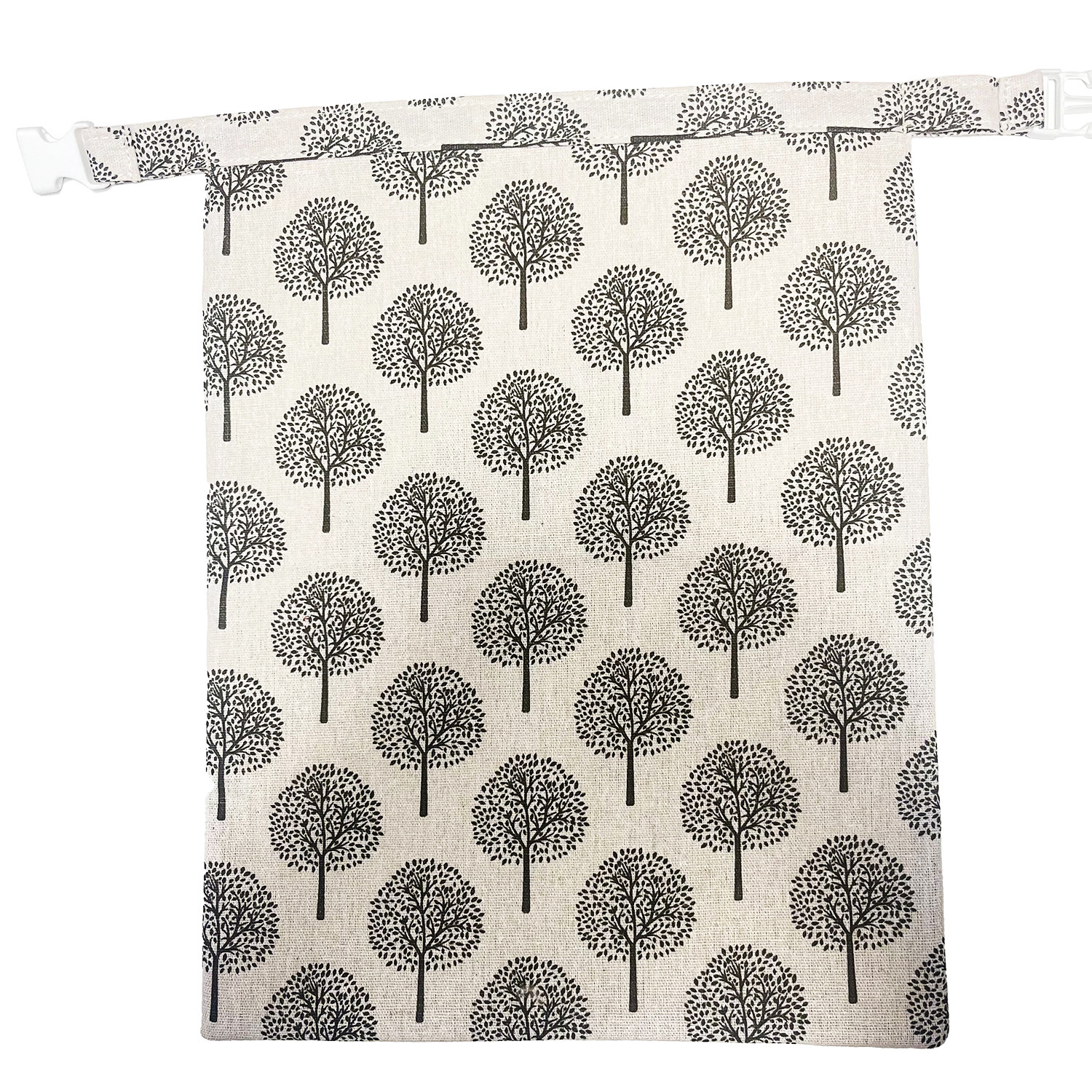 motif arbre gris-lin coton