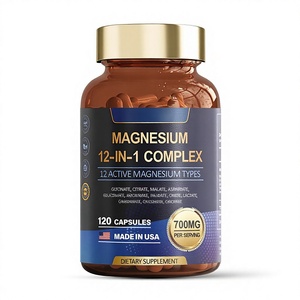 Cápsulas de Complejo de <span class=keywords><strong>Magnesio</strong></span> OEM 12 en 1 con Glicinato, Citrato, Malato y <span class=keywords><strong>Taurato</strong></span> para Dormir, Relajarse y Recuperación Muscular - Product Image 1