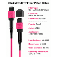 Cordon de brassage optique multimode OM4 12 fibres MPO-12 Type B UPC Femelle MPO vers MPO LSZH 3,0 mm