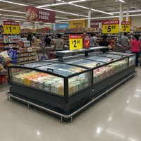 Congélateur coffre commercial pour supermarché, vitrine de présentation pour aliments surgelés, porte vitrée combinée, grande capacité, dégivrage automatique