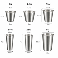 Grosir Cangkir Pint 2 2.5 5 oz Dinding Tunggal Baja Tahan Karat 304 Ringan Desain Tepi Melengkung Dapat Ditumpuk untuk Berkemah