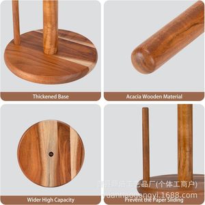 Wooden <b>Paper</b> Towel Holder Round Upright Desktop <b>Kitchen</b> Organizer Minimalist Design Free Standing No Drilling Required - Product Image 3