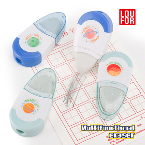 Hadiah alat tulis kantor sekolah anak-anak, rautan pensil multifungsi 2 dalam 1 dengan penghapus - Product Image 3