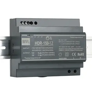 HDR-150-12 HDR Series HDR-150แหล่งจ่ายไฟแบบราง DIN บางเฉียบ5V/12V/24V สวิตช์ไฟ SMPS 150W