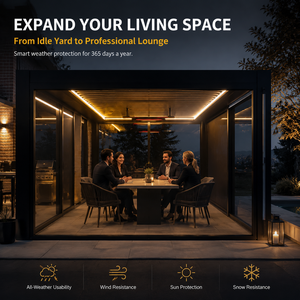 Pergola en aluminium DIY pour <span class=keywords><strong>jardin</strong></span>, <span class=keywords><strong>terrasse</strong></span> motorisée, toit ouvrant, imperméable, avec stores latéraux - Product Image 3