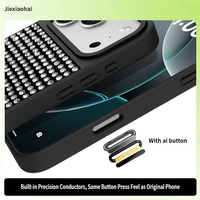 Coque noire en strass pour iPhone 12 à 17, coque PC scintillante ornée de bijoux avec touches indépendantes, boîtier de luxe