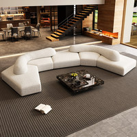 Nouveau Canapé-lit Modulable Arc en Tissu, Modèle Villa Minimaliste Italienne, Combinaison Multi-personnes pour Appartement et Hôtel Moderne
