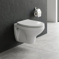WC mural standard européen en céramique avec réservoir encastré, cuvette de toilette murale, équipement sanitaire pour salle de bain