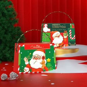 Caja de Papel para Empacar <span class=keywords><strong>Galletas</strong></span>, Portátil, con Diseño Navideño, con Asa, Papel Blanco Premium, Impresión de Alta Definición, Vacía, Venta al por Mayor - Product Image 3