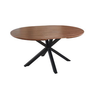 Tavolo da Pranzo Ovale Allungabile in Legno Moderno con Gambe Incrociate in Metallo per Sala da Pranzo, Casa, Hotel, Appartamento - Product Image 4