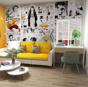 Dessin animé Anime Ghost Slayer Blade Noir et Blanc Bande Dessinée Papier Peint Stickers Muraux Anime - Product Image 3