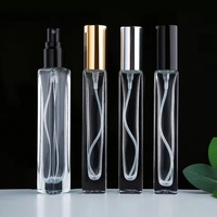 Botol Parfum Spray Kaca Bening Bulat Persegi 10ml Langsung dari Pabrik, Logo Dapat Disesuaikan, Tutup Emas Perak Hitam