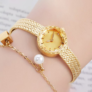 Đồng hồ đeo tay nữ sang trọng, dễ đọc, máy quartz, dây đeo nhỏ kiểu cổ điển, màu vàng - Product Image 6