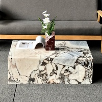 Table basse rectangulaire mobile en marbre naturel, style moderne minimaliste italien, pour salon