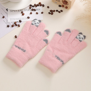 Gants en laine tricotés pour femmes, compatibles avec les écrans tactiles, chauds pour le cyclisme et la conduite, style coréen, épais, mignons, automne et hiver - Product Image 4