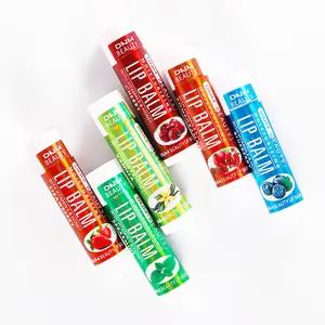 Logotipo personalizado hidratante natural frutas, cor com mudança de temperatura batom longa duração bálsamo labial de morango