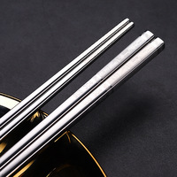 Ensemble de baguettes chinoises en acier inoxydable 304, anti-brûlure, antidérapantes, carrées, pour la maison, l'hôtel, la vaisselle de table