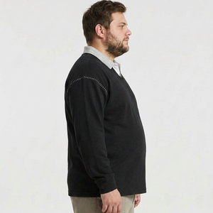 Felpa Polo in Maglia per Uomo Taglie Forti, Cotone Elasticizzato Traspirante, Vestibilità Comoda, Manica Lunga, 6XL 7XL 8XL 9XL 10XL - Product Image 5